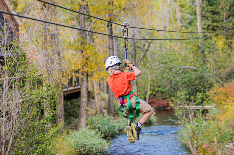 Zipling on our cliffside zipline course.