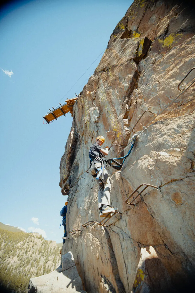 Person on a Via Ferrata course.