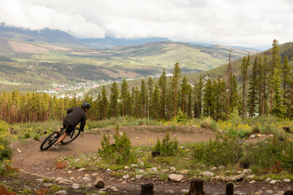 man riding the bike trails in Breckenridge, Colorado