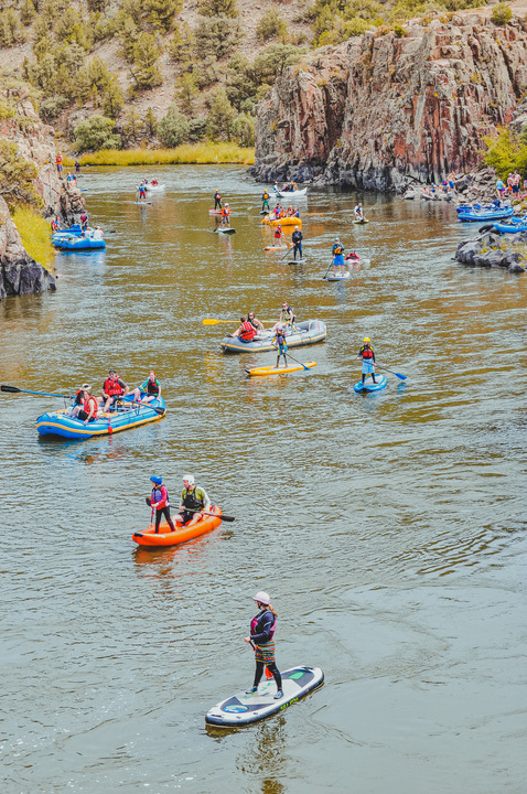 Stand-up paddleboarding river