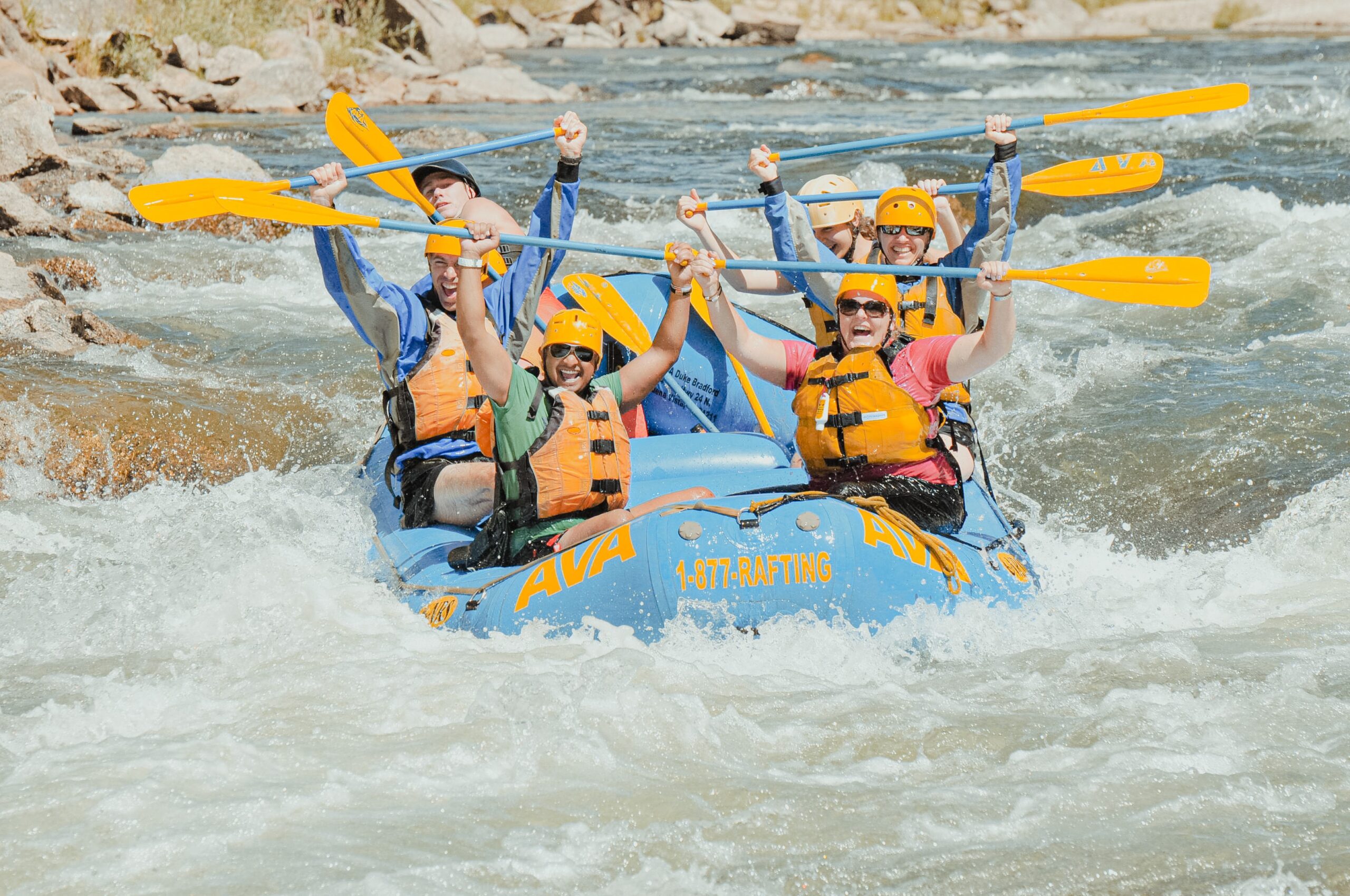 Rafters holding paddles up