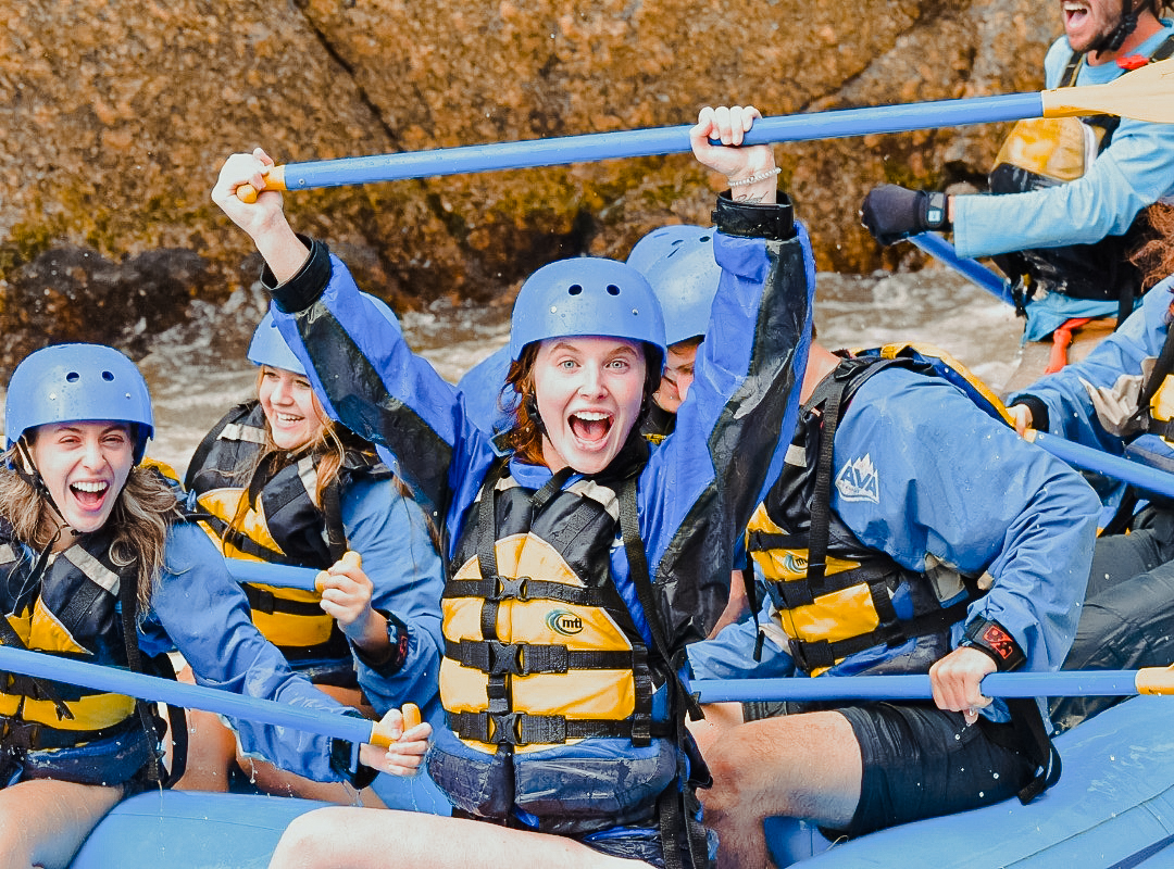 close-up on girl in raft