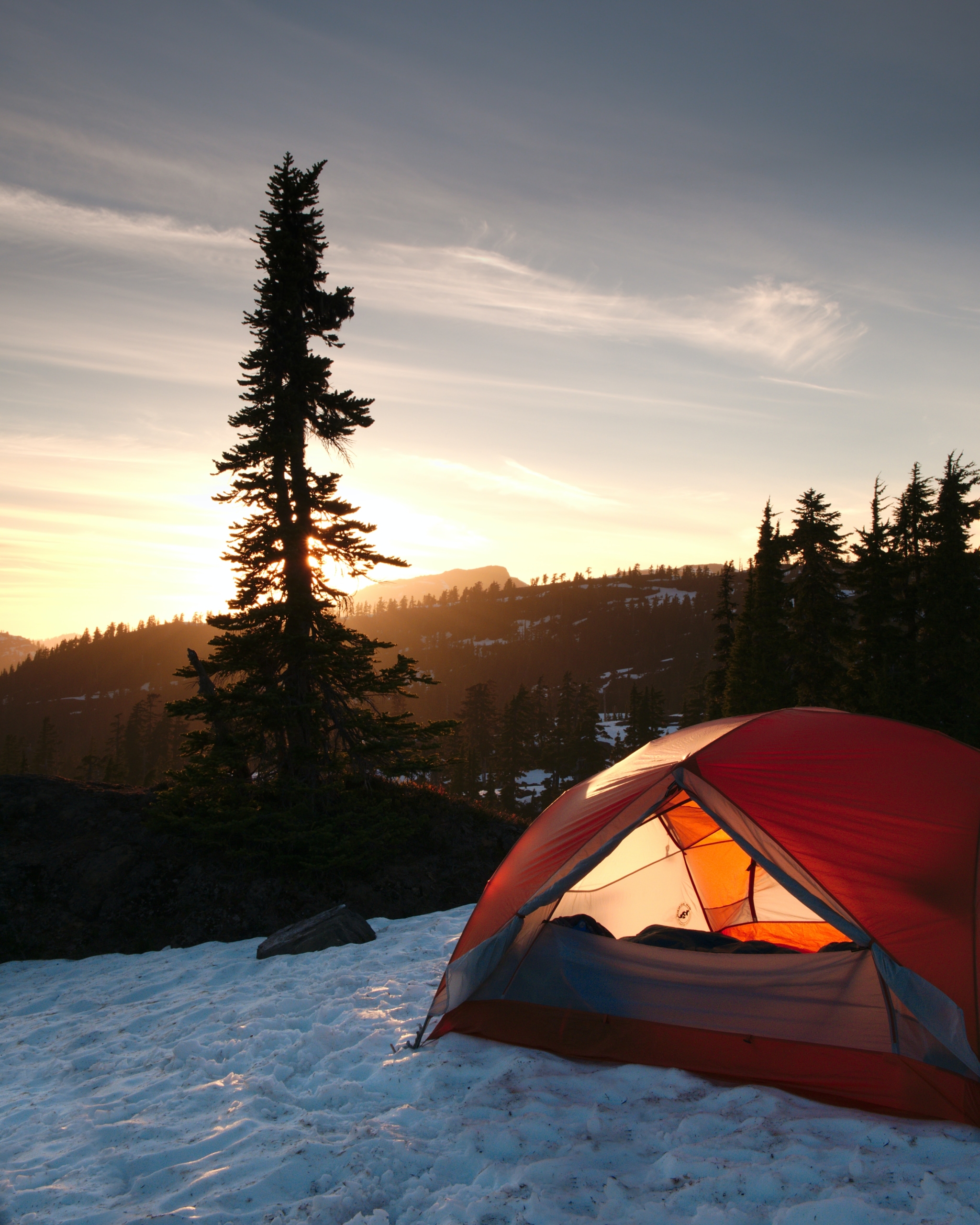 tent at a winter campsite