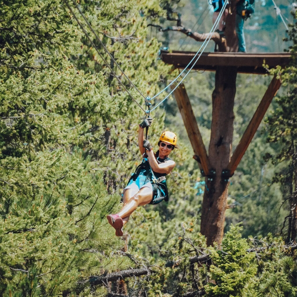 Woman on a zipline.