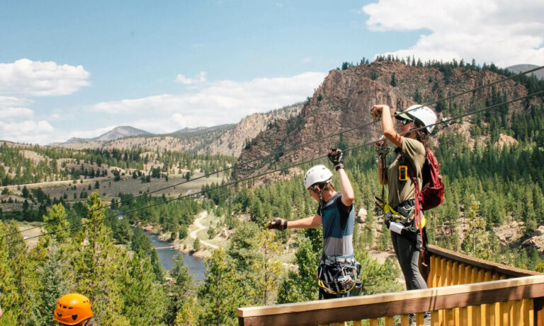 People preparing for water rafting adventure.