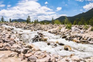 alluvial fan falls with running water
