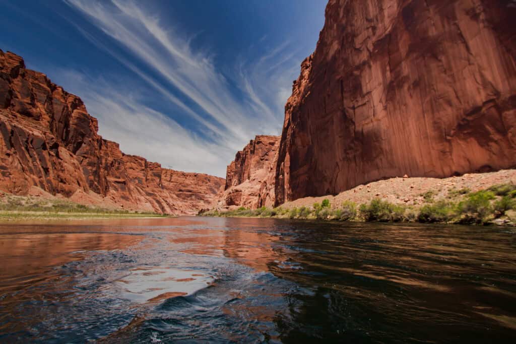 colorado river within canyons in moab