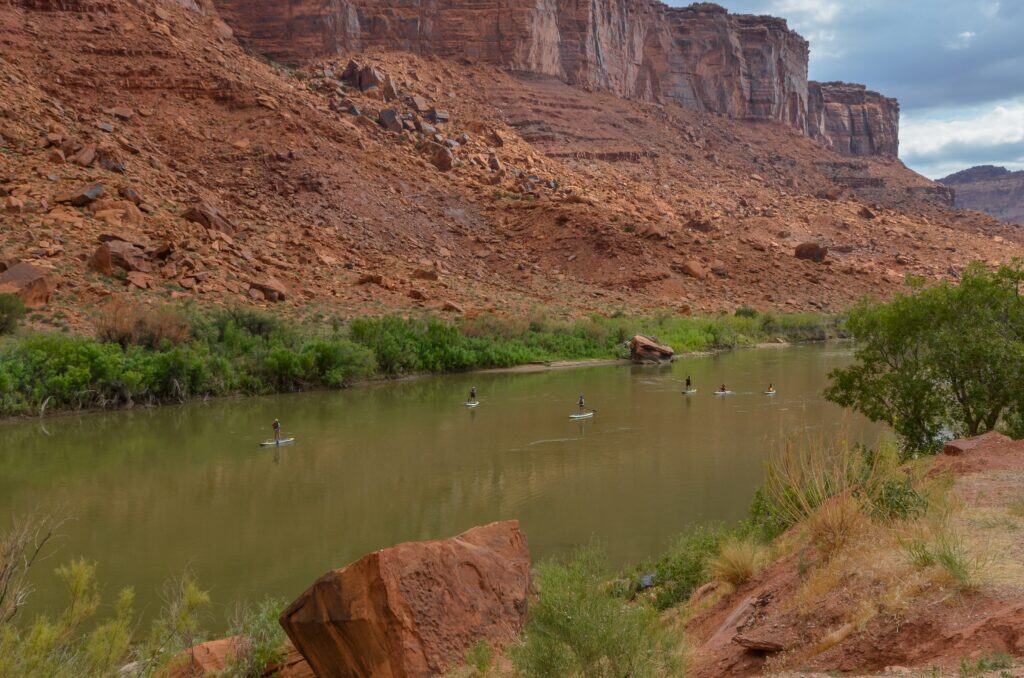 group paddle boarding near moab, utah