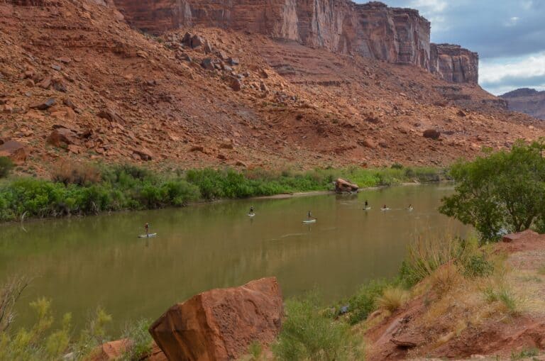 group paddle boarding near moab, utah