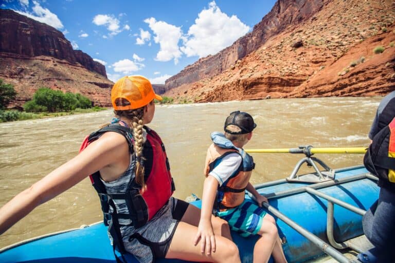 young group rafting in moab