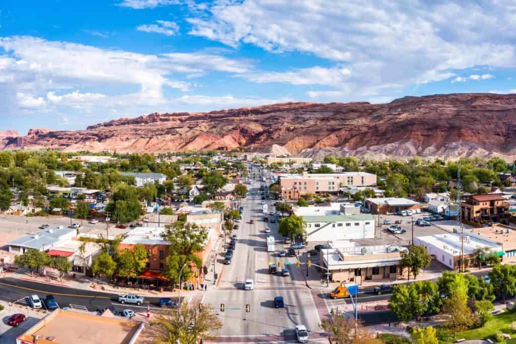 aerial view of moab, utah